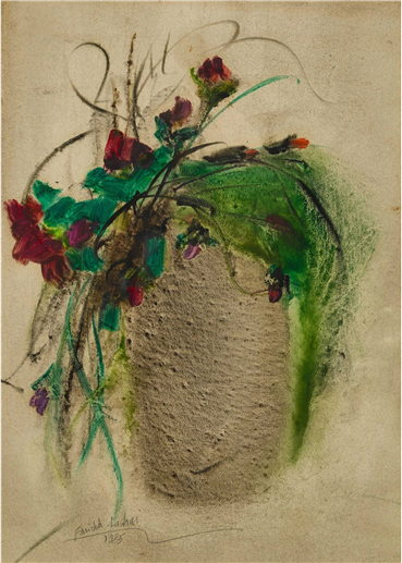 Painting, Farideh Lashai, Flowerpot, 1985, 7900