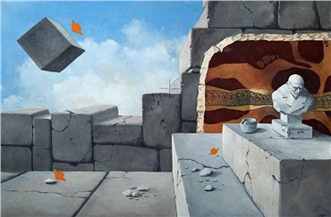 Painting, Wahed Khakdan, Floating Stone, 1975, 19931