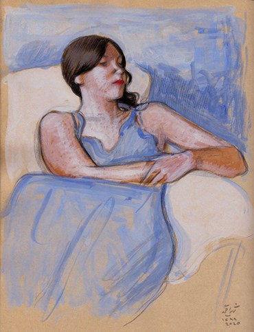 Painting, Hosein Shirahmadi, Woman in Blue Dress, 2020, 56066