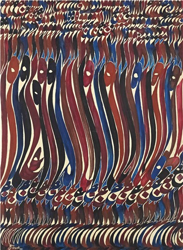 Painting, Charles Hossein Zenderoudi, Abyaneh, 1973, 5096