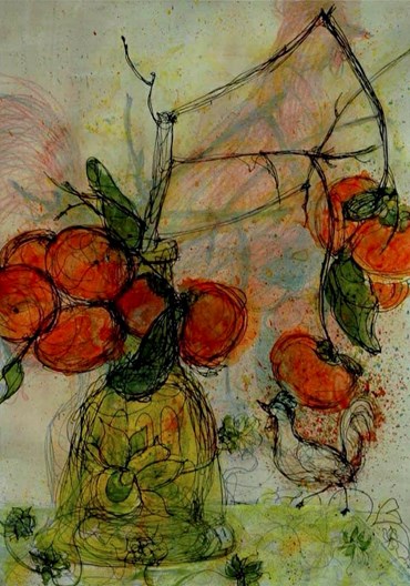 Painting, Maryam Farhang, ￼￼Rooster, 2018, 42245