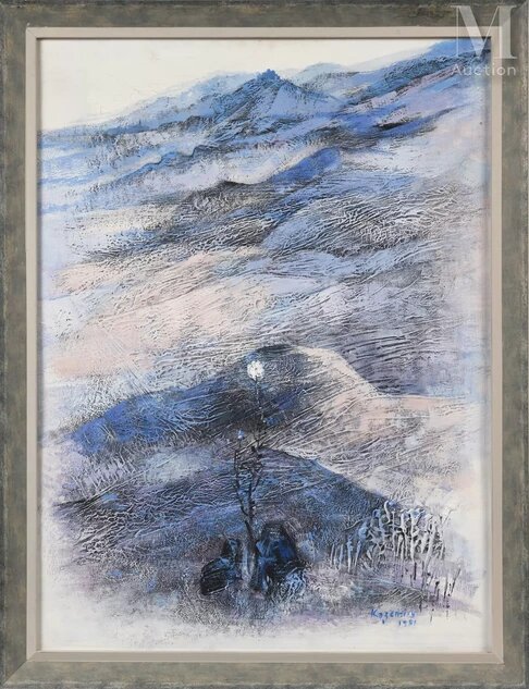 Hossein Kazemi, Untitled (Mountains and the white flower), 1981