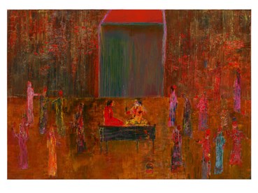 Painting, Reza Derakshani, Sitting King and Queen, 2019, 24705