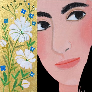 , Atieh Sohrabi, White blooms on gold, 2024, 75028