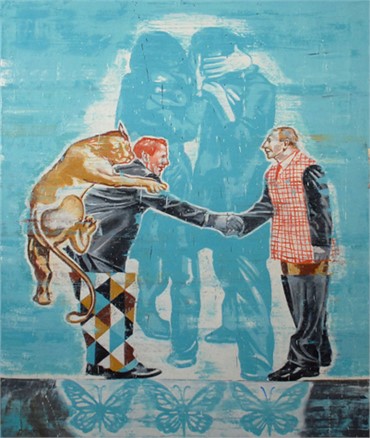 Painting, Nikzad Nodjoumi (Nicky), Tear Gas and Butterflies, 2011, 106