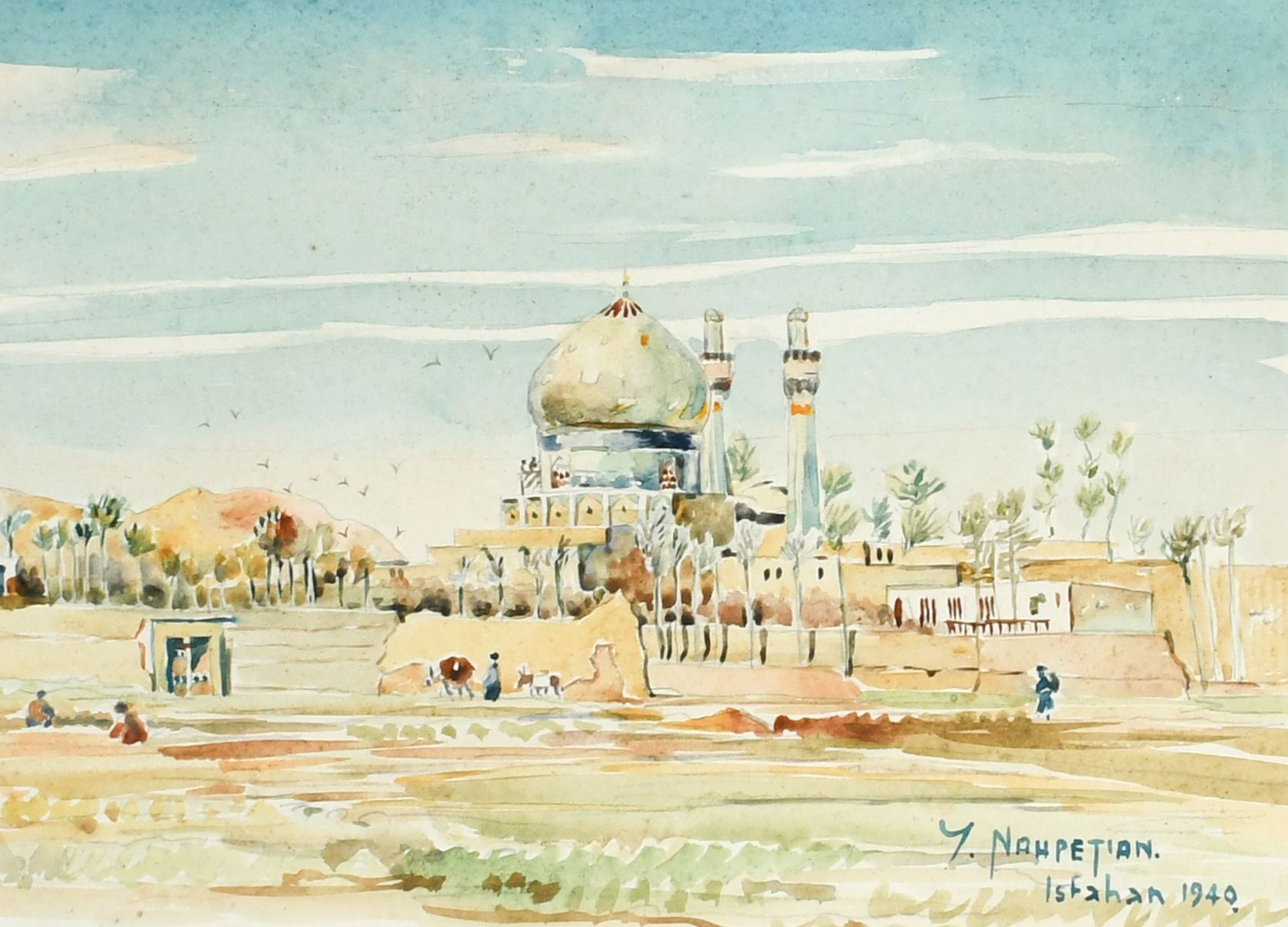 Yervand Nahapetian, View of the Madrasa Chahar Bagh, Isfahan, 1940