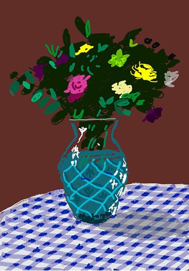 , David Hockney, 21st March 2021, Purple and Yellow Flowers in a Vase, 2021, 79082