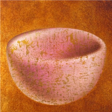Painting, Farhad Moshiri, Pink Bowl on Gold Background, 2006, 383