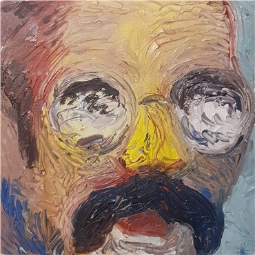 Painting, Milad Mousavi, Artist portrait with big moustache, 2020, 29899
