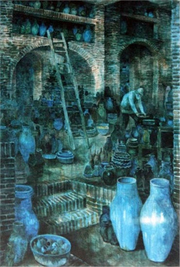 Painting, Mahmoud Javadipour, Pottery Workshop, 1962, 6721