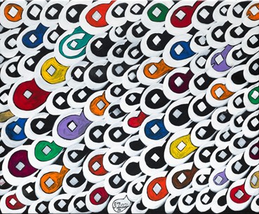 Painting, Charles Hossein Zenderoudi, NAT + 4 + YE, 1974, 75892