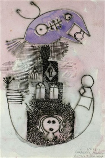 Works on paper, Mansour Ghandriz, Animals and Betrothal, 1967, 5793