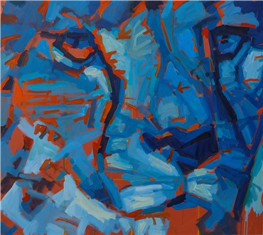 Painting, Amirhossein Akhavan, Blue Cheetah Face, 2015, 8995