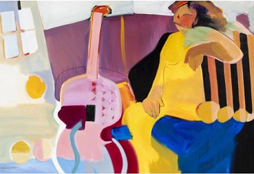 Painting, Hessam Abrishami, Woman with Guitar, , 75535