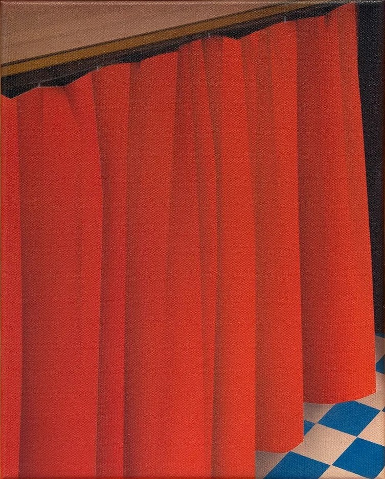 Alexandra Barth, Red Kitchen Cabinet Curtain, 2021