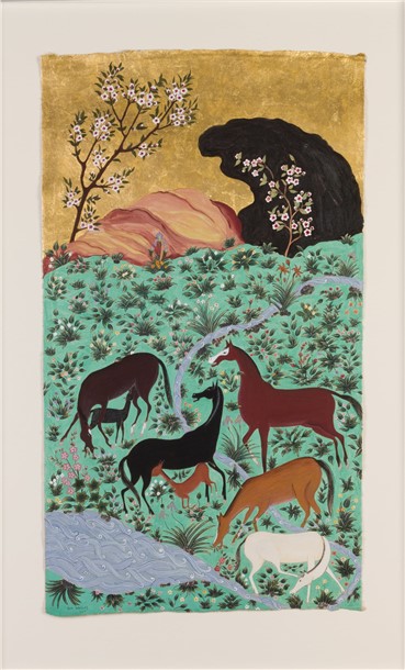 Mixed media, Hana Louise Shahnavaz, Horses in the malachite fields, 2017, 15617