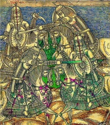 Painting, Ali Akbar Sadeghi, Win Win, 1975, 6243