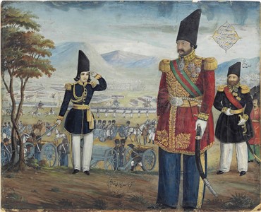 Works on paper, Abul Hasan Khan Ghaffari Kashani (Sani ol molk), Ardeshir Mirza and Sulayman Khan Saham Al-dowleh Review Their Troops, 1888, 15940