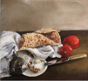 Negar Mortazavizadeh, Still Life with Bread and Cheese, 2022, 0