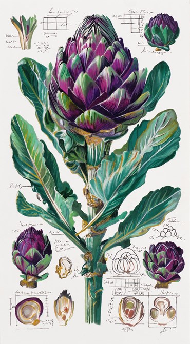 Painting, Elaheh Ramezani, Studying Specimen, Sorted, Serialized: Artichoke, 2025, 83721