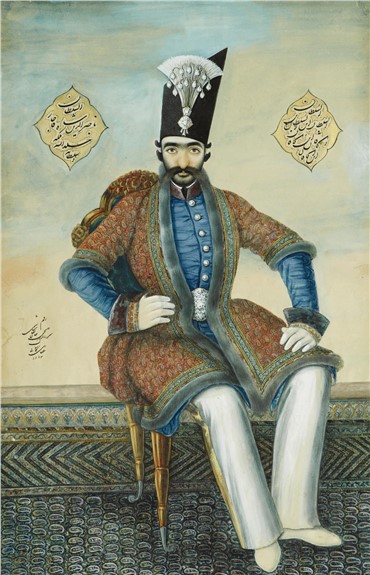 Works on paper, Abul Hasan Khan Ghaffari Kashani (Sani ol molk), Portrait of Nasir Al-Din Shah Qajar, 1857, 14099