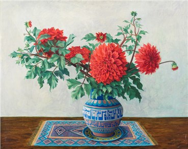 Painting, Mahmoud Javadipour, Dahlia Flowers, 1988, 20025
