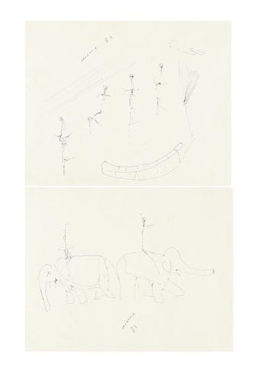 Works on paper, Ardeshir Mohassess,  Elephants , 1985, 27106