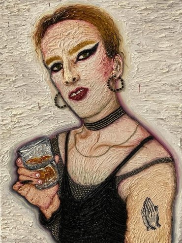 Painting, Mahsa Merci, A Queer with a Whiskey in Hand, 2020, 72414