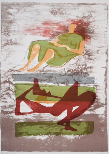 , Henry Moore, Two Reclining Figures on Striped Background, 1973, 77183