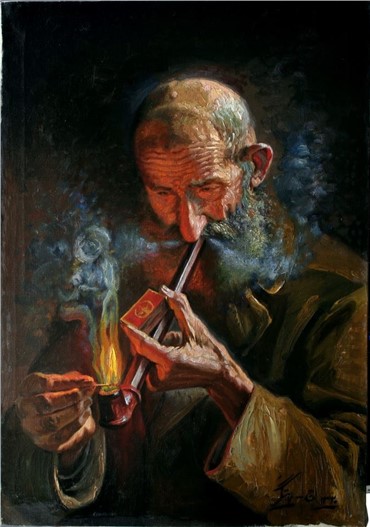 Painting, Jafar Petgar, The Old Man with a Pipe, 1941, 6935