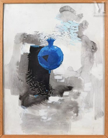 Painting, Hossein Kazemi, Blue Pomegranate, 1985, 70718