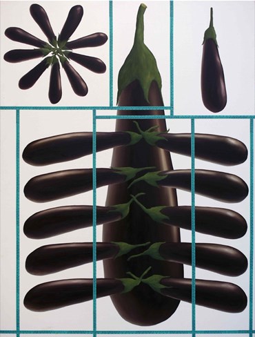 Painting, Ali Alemzadeh Ansari, Flower, Centipede and Eggplant Itself, 2021, 52363