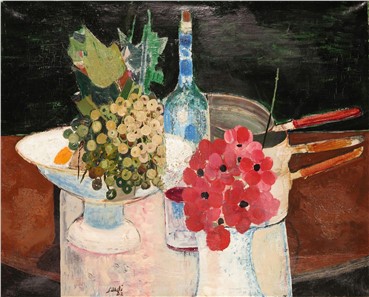 Painting, Abolghasem Saidi, Still Life of Flowers and Grapes, 1962, 4746