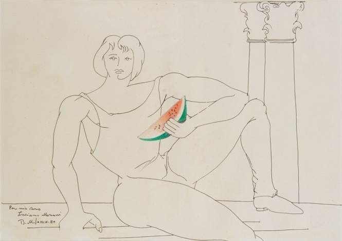 Bahman Mohassess, Jeune homme antique à la pastèque, 1980