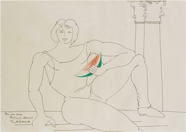 Works on paper, Bahman Mohassess, Jeune homme antique à la pastèque, 1980, 4125