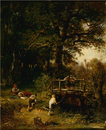 Painting, Carl Elbert, Landscape with a Bridge, 1860, 22353