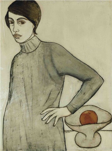 Painting, Parvaneh Etemadi, Portrait of a Lady with an Orange, 1971, 4202