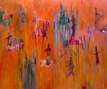 Painting, Reza Derakshani, Fire Hunt, 2017, 58149