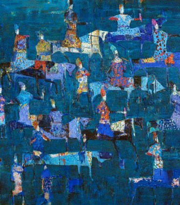 Painting, Reza Derakshani, Turqoise Hunt, 2024, 81329