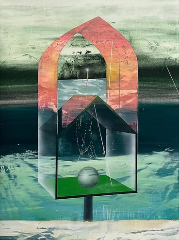 Painting, Mohammad Abbasi, Memory in the Second Floor, 2021, 75834