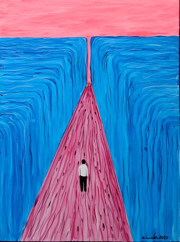 Painting, Mostafa Sarabi, Blue Pink, 2020, 79878