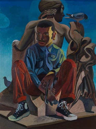 Painting, Morteza Khakshoor, Pigeon Boy, 2024, 76780