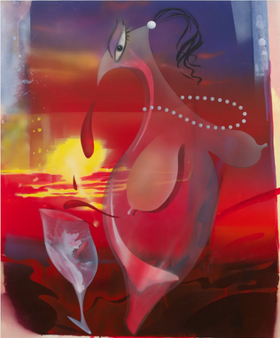 Painting, Hoda Kashiha, Drink, Drink until the Red Flows Everywhere like Blood from the Trail of that Crimson the Sun Slowly Rise, 2025, 82591