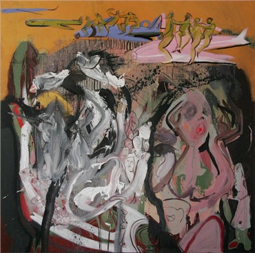 Painting, Rokni Haerizadeh, Bosom of Motherland (Bombardment), 2007, 4403