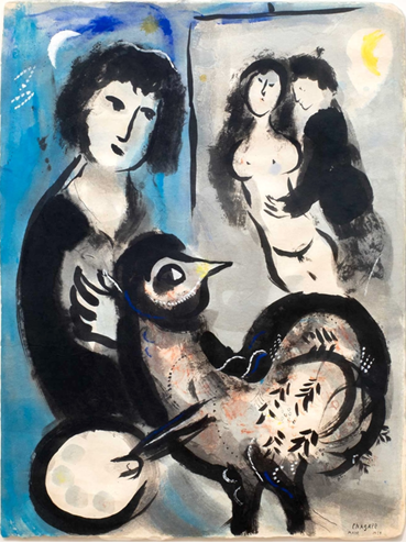 , Marc Chagall, Le peintre au coq ou Coq rose, 1959, 84318