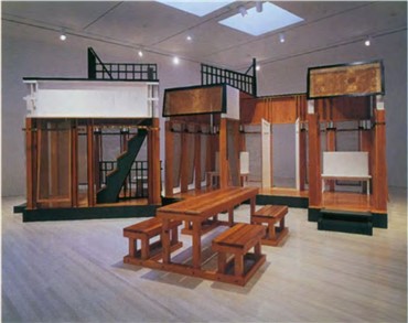 Installation, Siah Armajani, Black Porch with Picnic Table, 1985, 19853