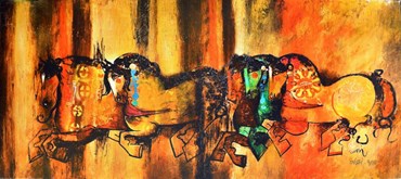 Painting, Nasser Ovissi, Five Horses, , 42035