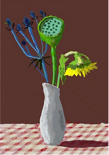 , David Hockney, 19th March 2021, Sunflower with Exotic Flower, 2021, 78410