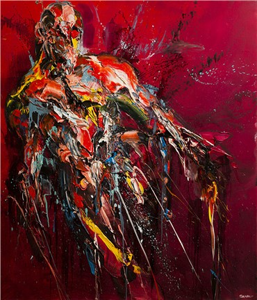 Painting, Salman Khoshroo, Figure on Red, 2017, 8397