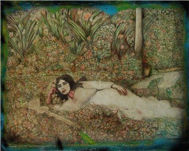 Painting, Ghasem Hajizadeh, Femme étendue dans les fleurs (Woman Lying in the Flowers), 1988, 4729